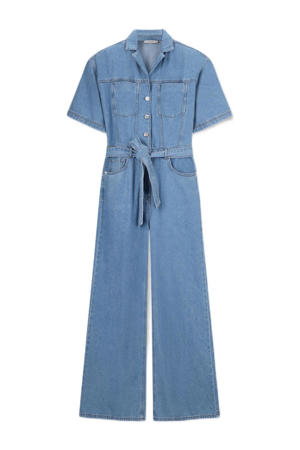 medium blue denim jumpsuit