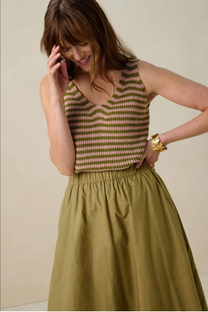 mouwloze top groen gebreid