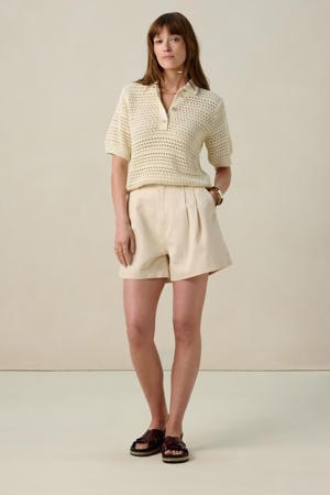 short met plooien beige