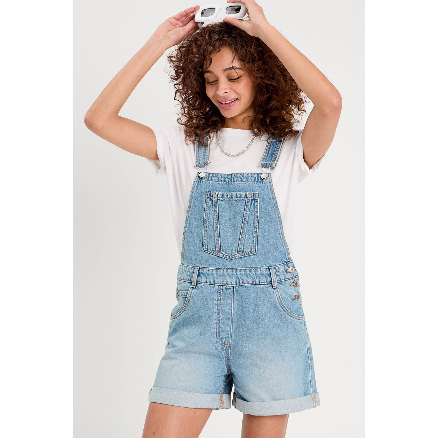 Cache denim rechtvallend regular waist tuinbroek light blue denim