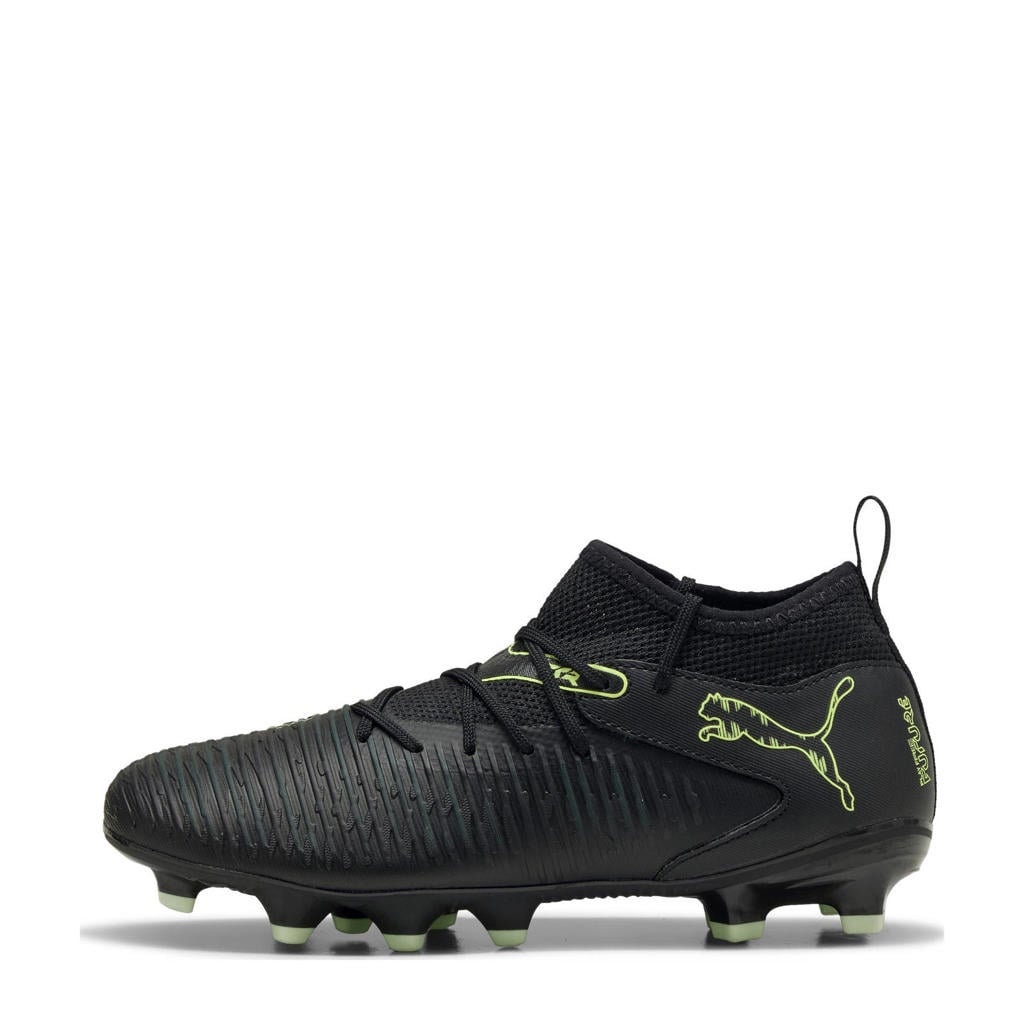 Zwart en gele jongens en meisjes Puma Future 8 Match junior voetbalschoenen van imitatieleer/voering: mesh/voetbed: eva