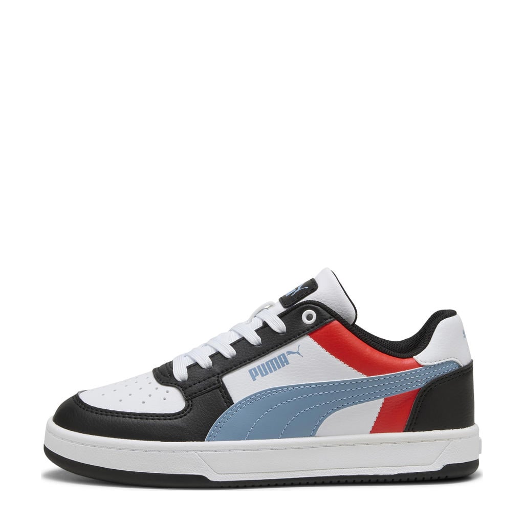Zwart, blauw en rode jongens en meisjes Puma Caven 2.0 Block sneakers van imitatieleer met veters