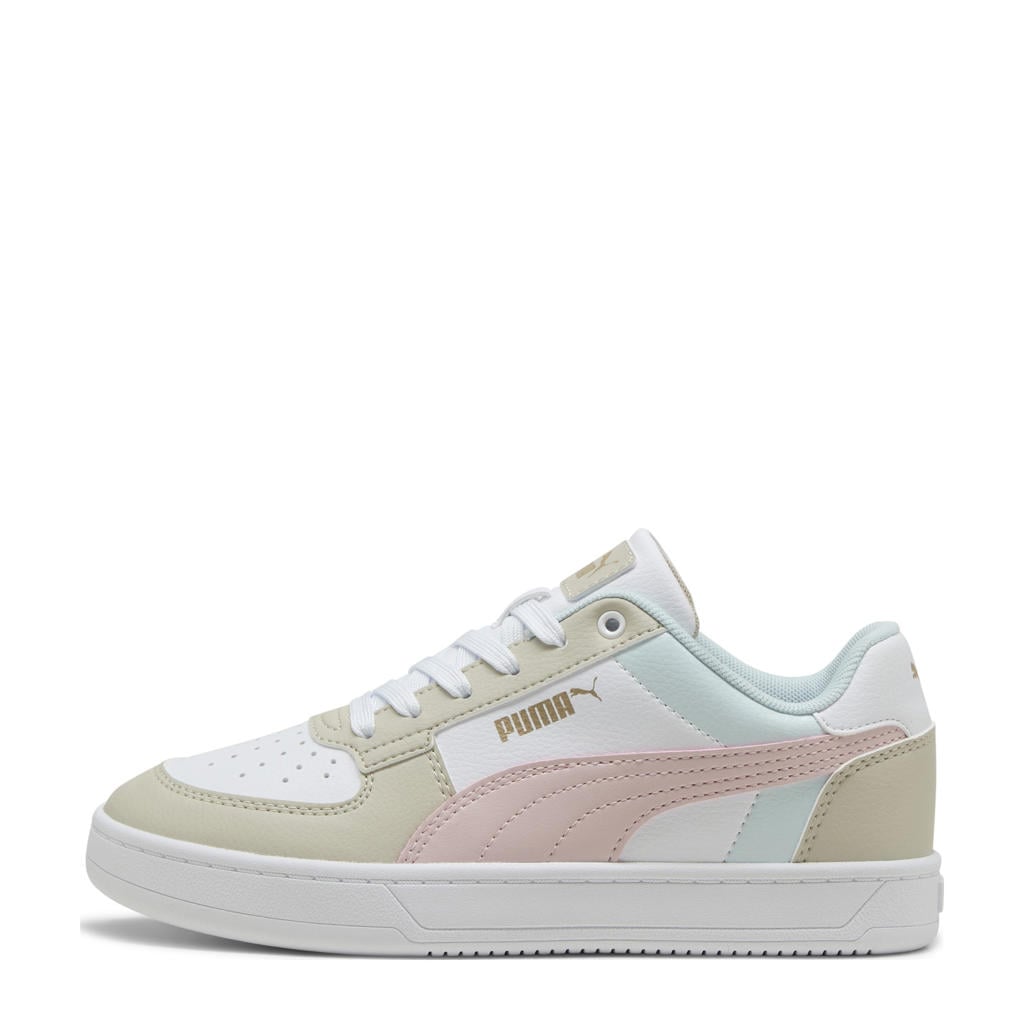 Beige, roze en blauwe jongens en meisjes Puma Caven 2.0 Block sneakers van imitatieleer met veters