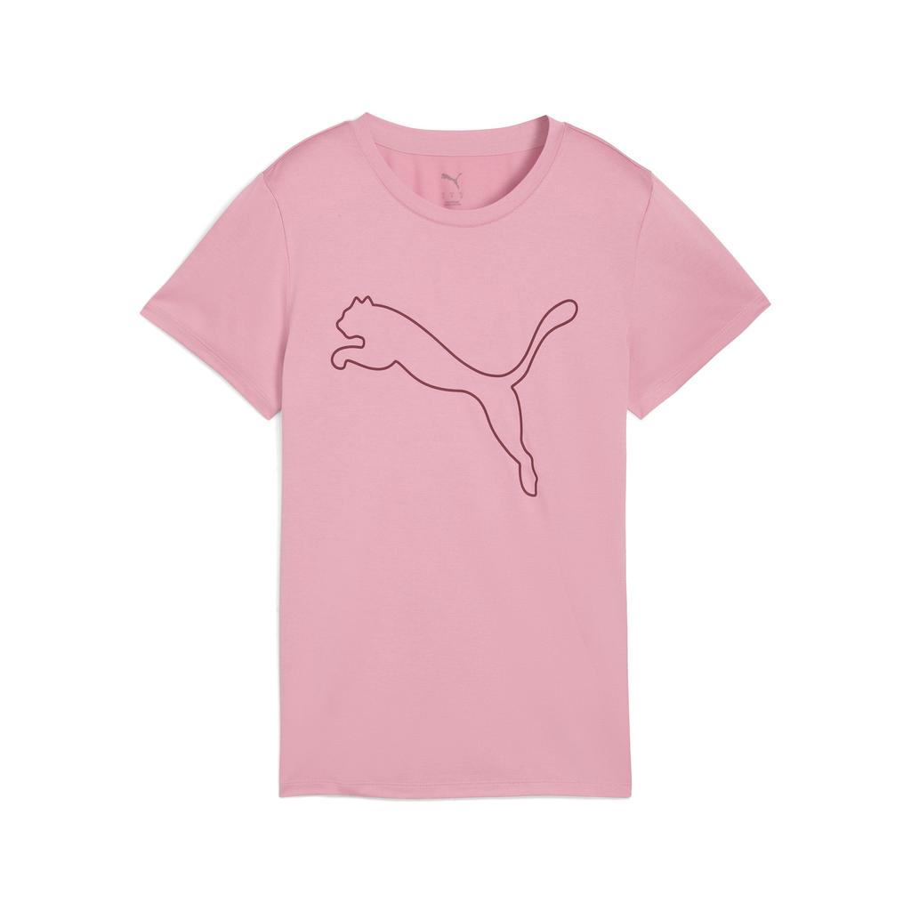 Roze dames Puma sportshirt van polyester met logo dessin, korte mouwen en ronde hals