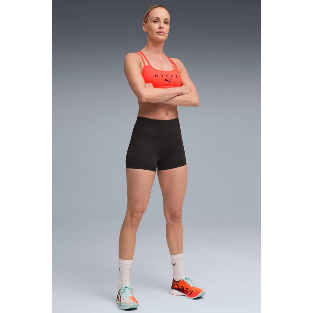 Zwarte dames Puma sportshort Hyrox van polyester met slim fit en regular waist