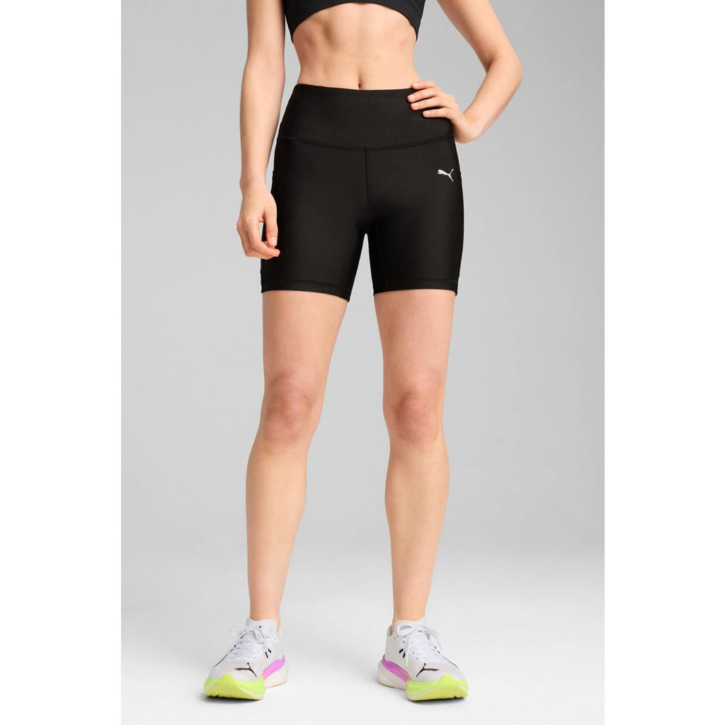 Zwarte dames Puma sportshort van katoen met slim fit en regular waist