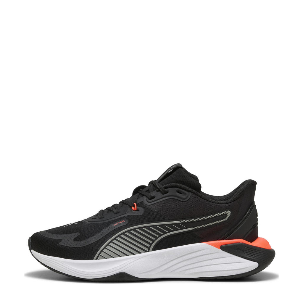 Zwart, wit en oranje heren Puma PWR Hybrid TR hardloopschoenen met veters