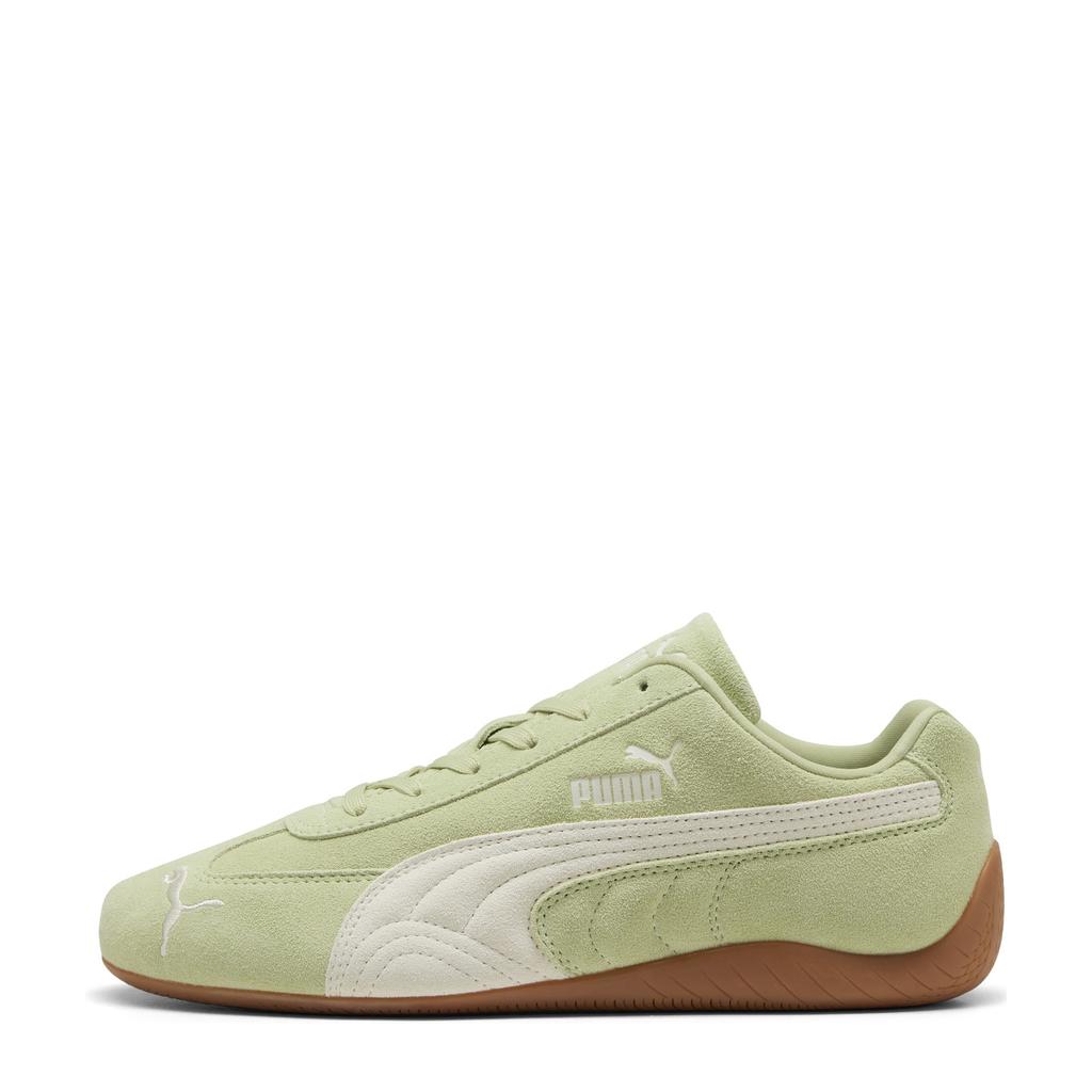 Lichtgroen en witte unisex Puma Speedcat OG sneakers met veters
