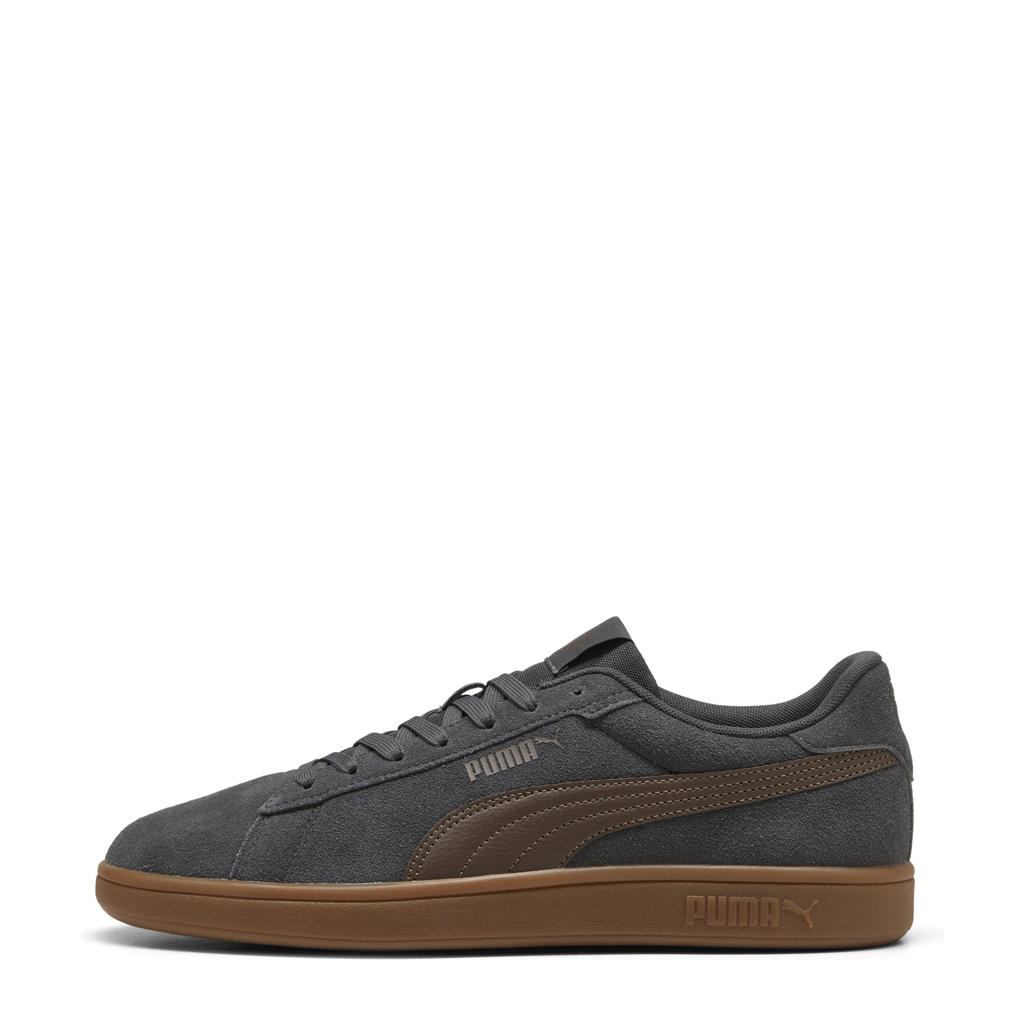 Grijs en bruine unisex Puma Smash 3.0 sneakers van suède/voering: textiel/voetbed: textiel met veters