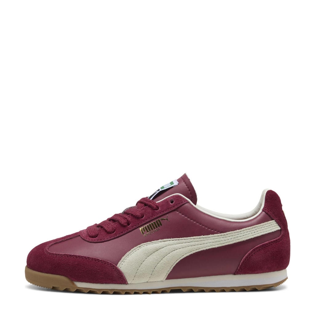 Donkerrood en ecru unisex Puma Arizona Retro sneakers van leer met veters