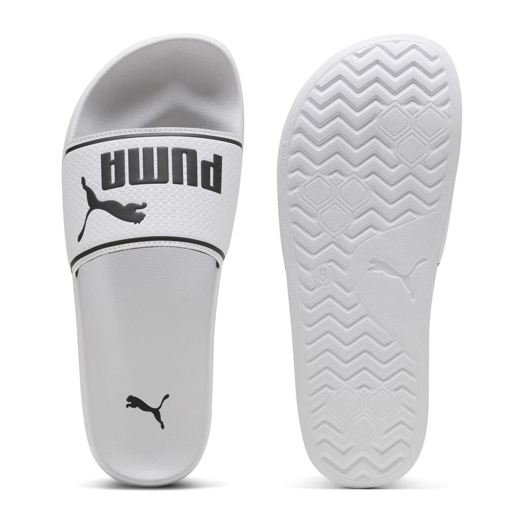 Wit en zwarte unisex Puma Leadcat 2.0 slippers met logo - van rubber
