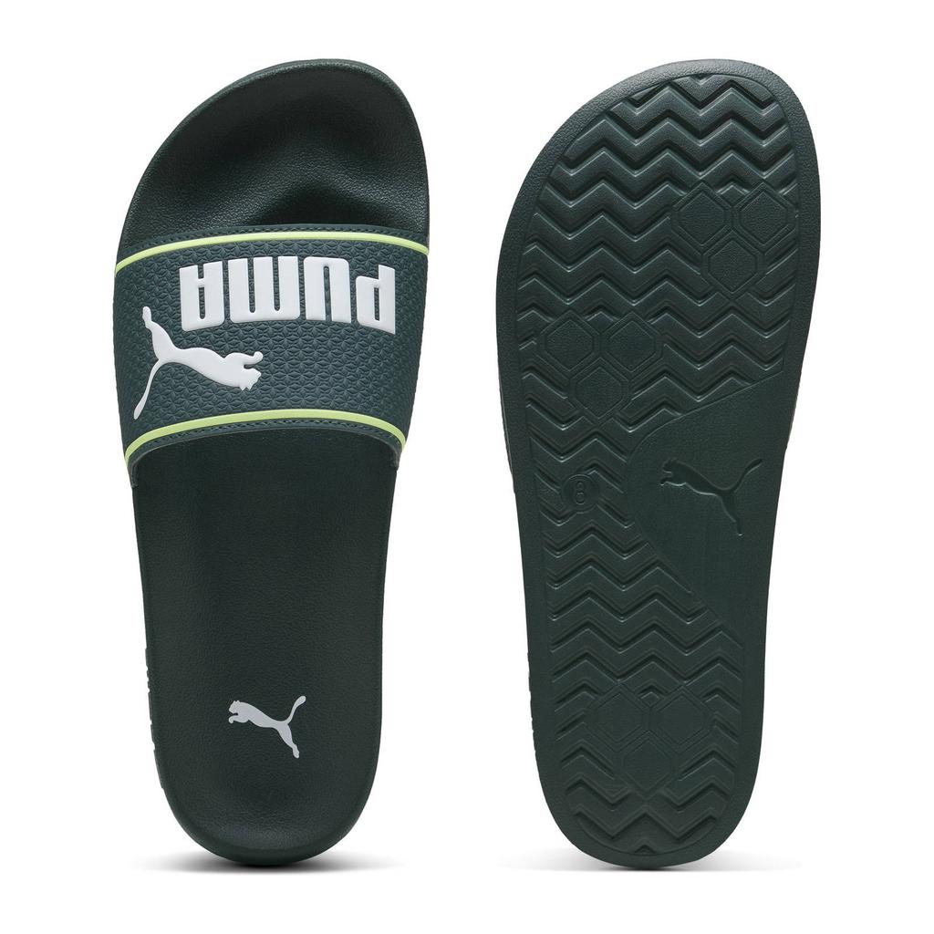 Zwart, wit en gele unisex Puma Leadcat 2.0 badslippers van rubber