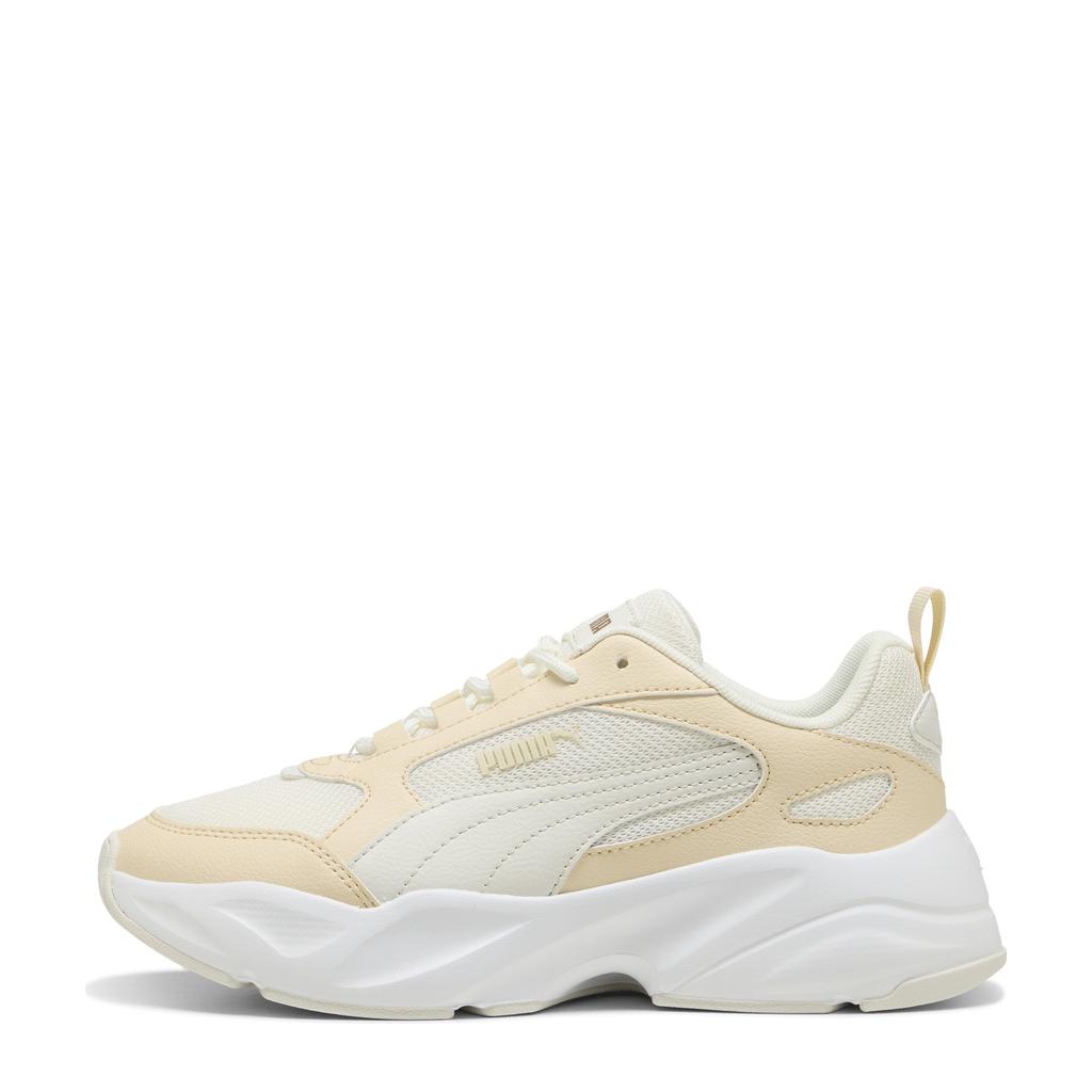 Beige en witte dames Puma Cassia 2.0 sneakers met veters