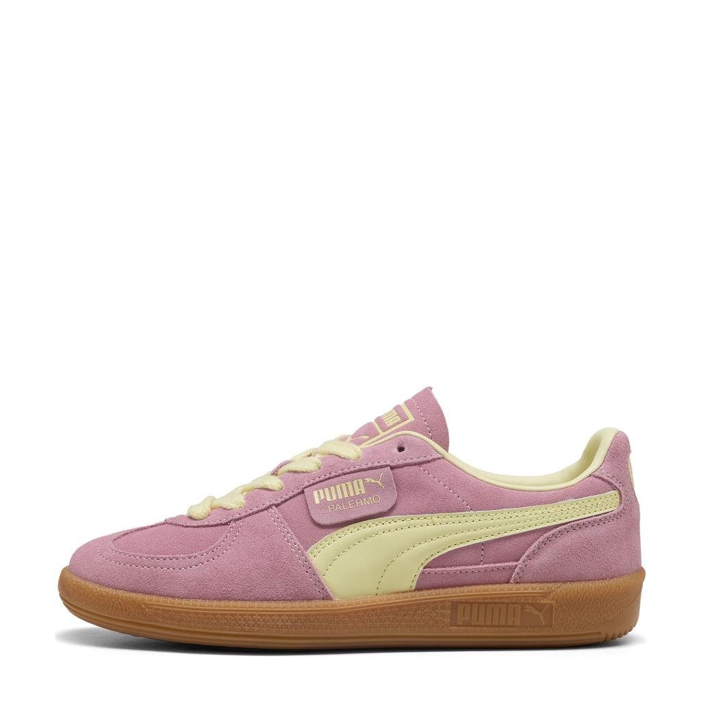 Roze en gele unisex Puma Palermo sneakers van suède/voering: imitatieleer /voetbed: textiel met veters