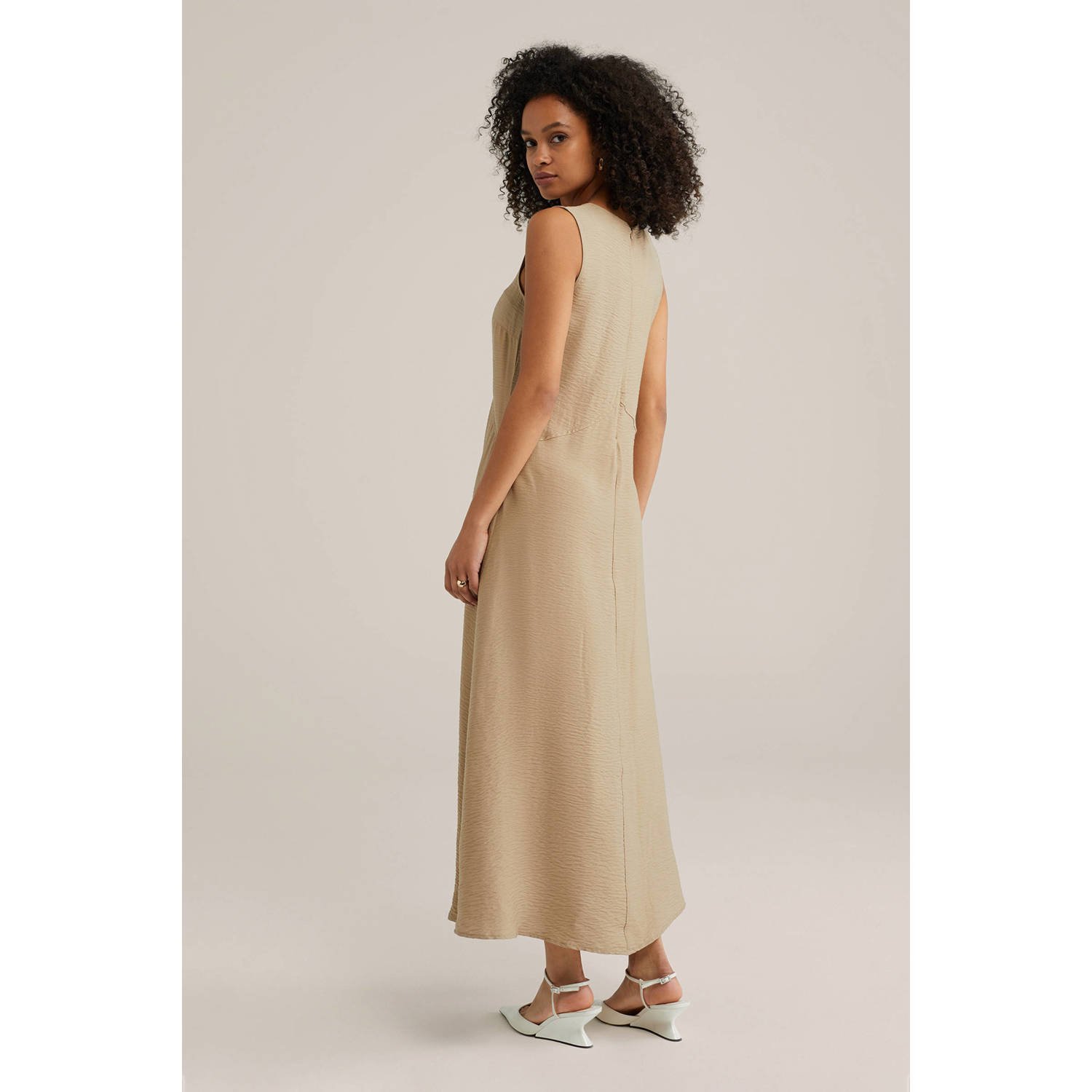 WE Fashion A-lijn jurk beige