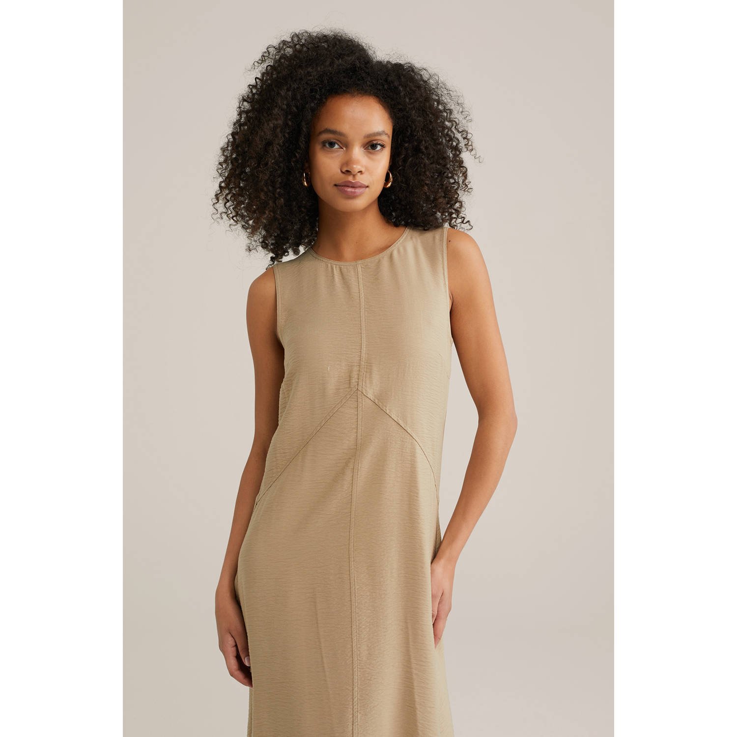 WE Fashion A-lijn jurk beige