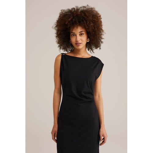WE Fashion midi jurk zwart afbeelding