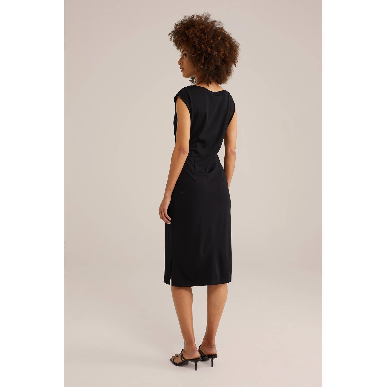 WE Fashion midi jurk zwart