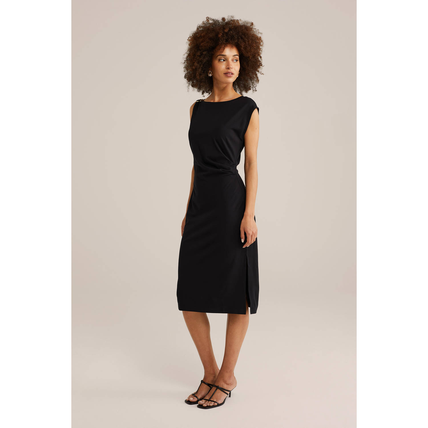 WE Fashion midi jurk zwart