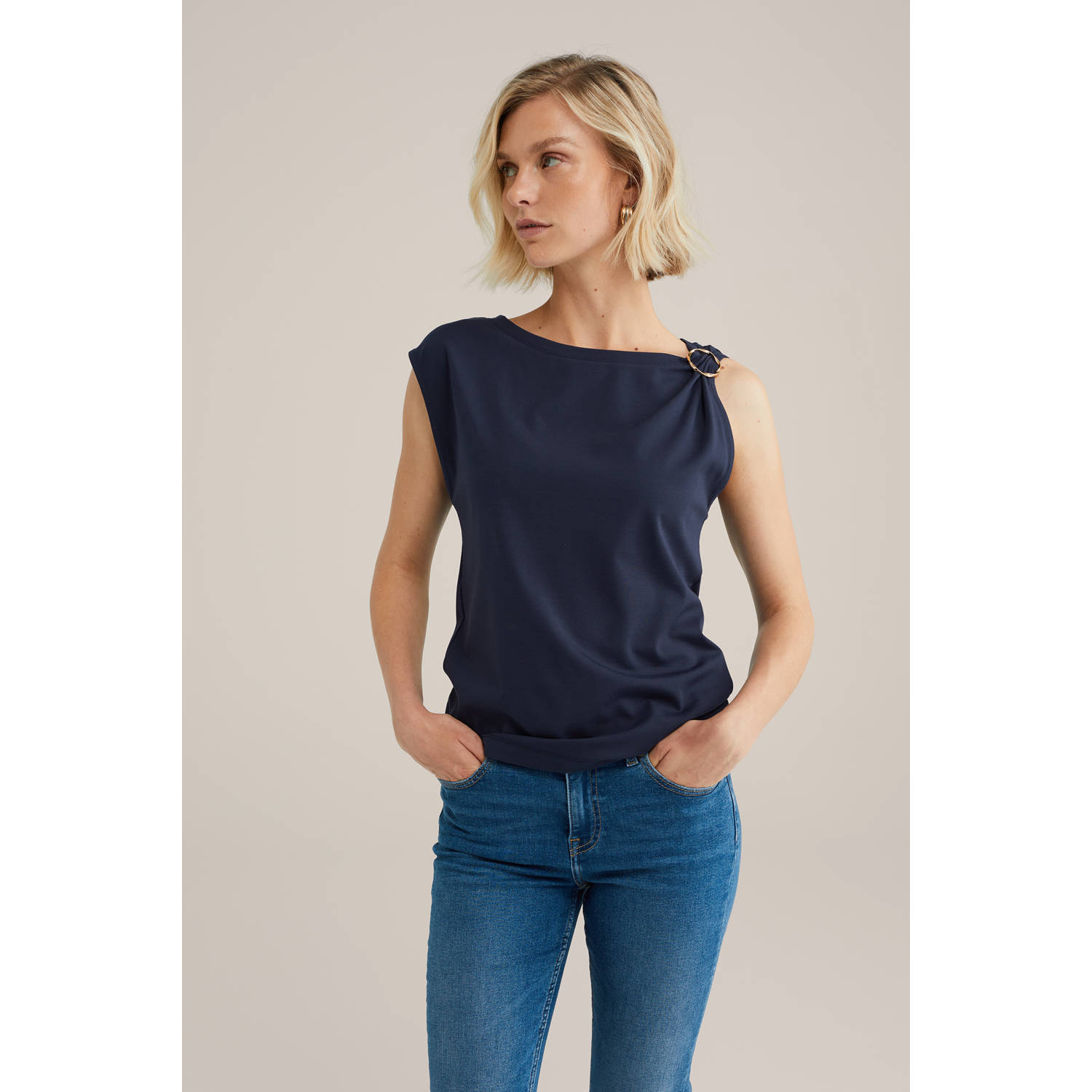 WE Fashion top donkerblauw