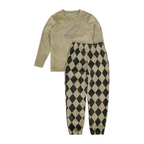 Quapi fleece pyjama met geruite print groen afbeelding