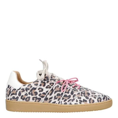 DWRS suède sneakers met panterprint beige afbeelding