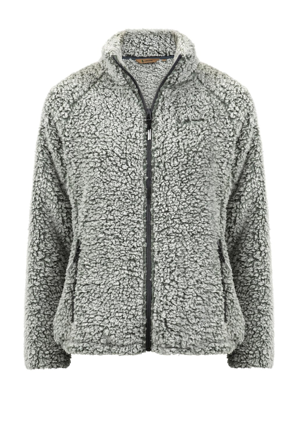 Groene dames Life-Line teddy fleece vest Roxy melange met lange mouwen, opstaande kraag en ritssluiting