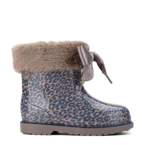 Bimbi Leo Soft regenlaarzen met panterprint taupe
