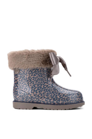 Bimbi Leo Soft regenlaarzen met panterprint taupe