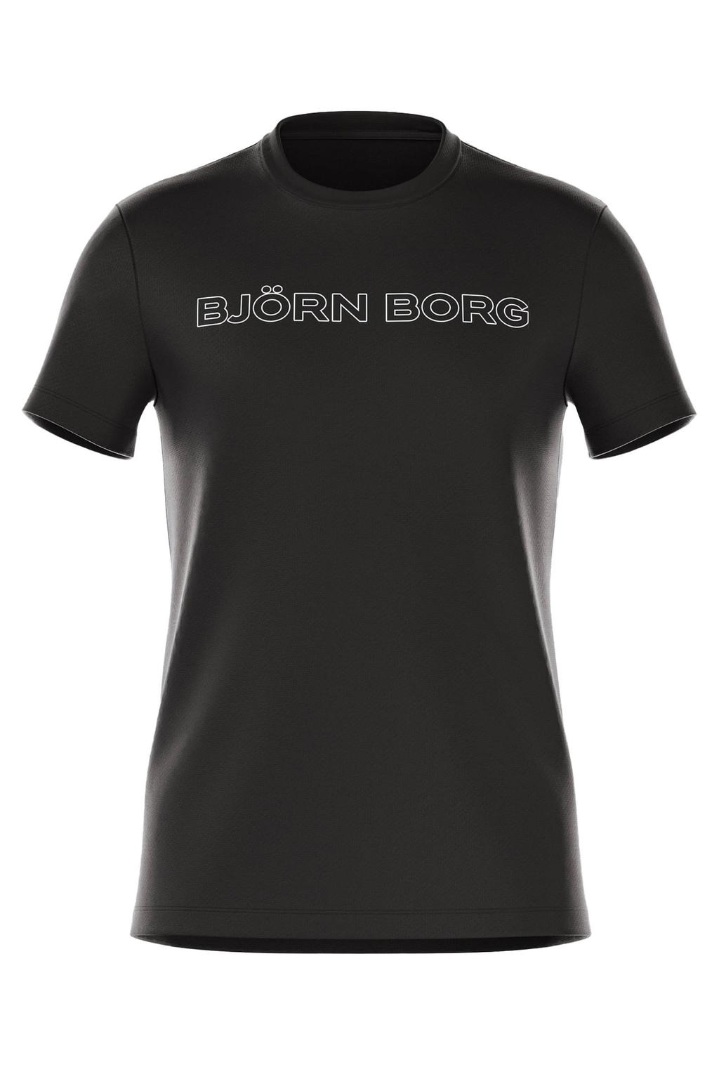 Zwarte heren Björn Borg regular T-shirt van katoen met printopdruk, korte mouwen en ronde hals