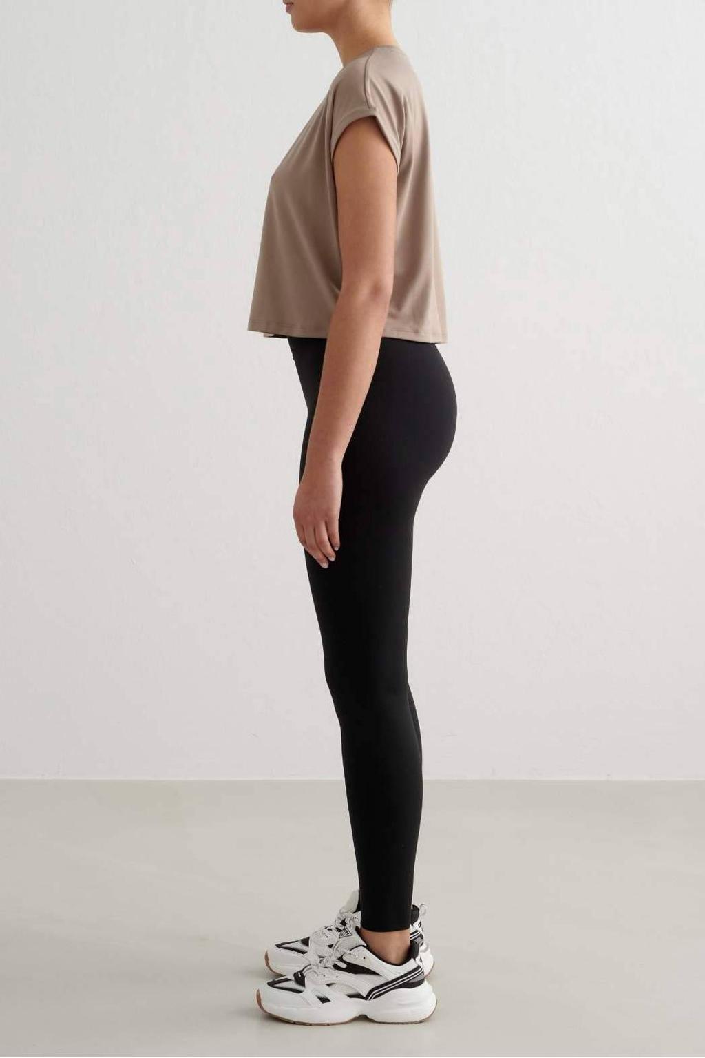 Bruine dames Aim'n sport T-shirt Soft Basic van polyester met korte mouwen en ronde hals