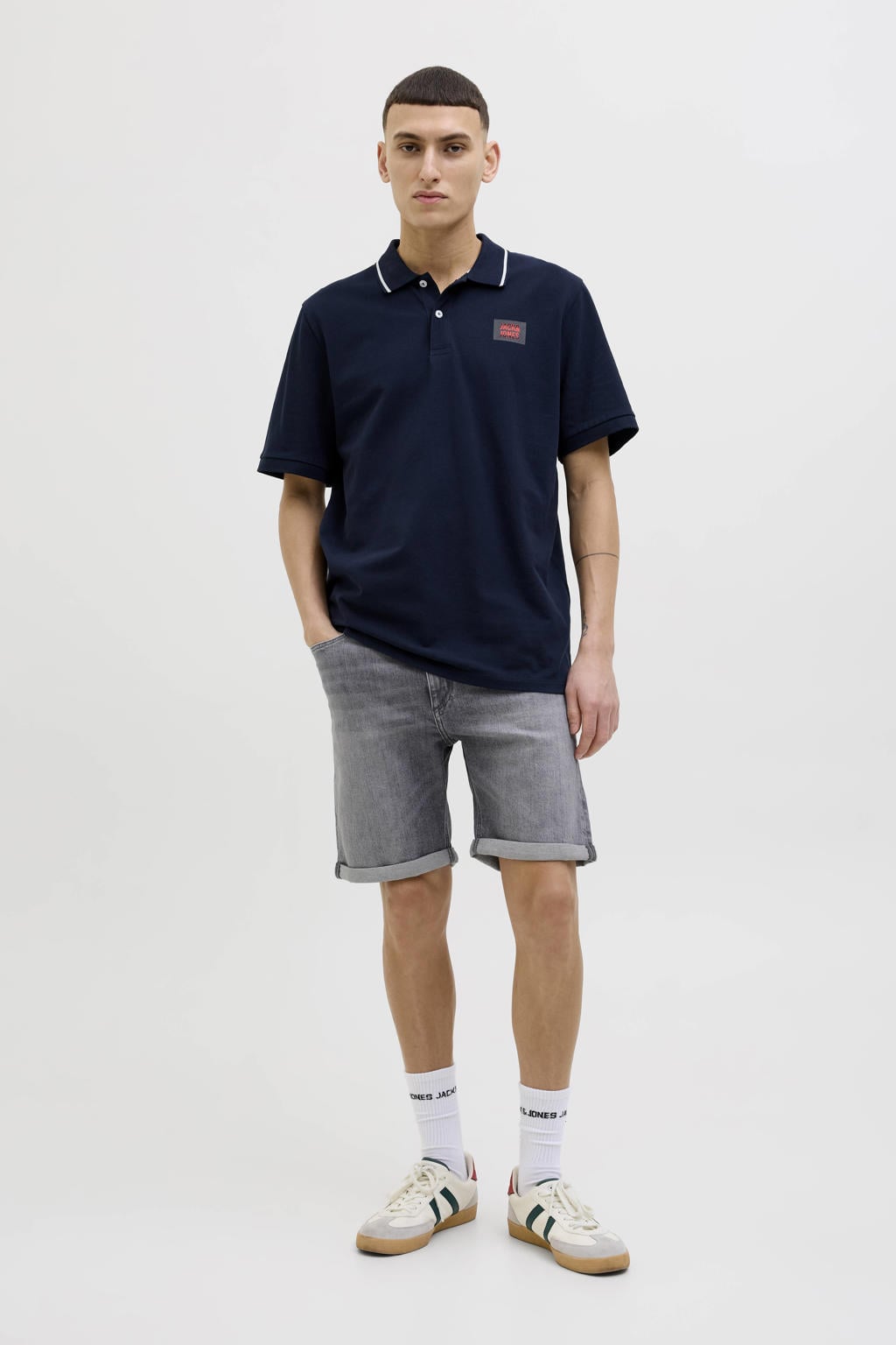 JACK & JONES JEANS INTELLIGENCE regular fit denim short - grijs denim