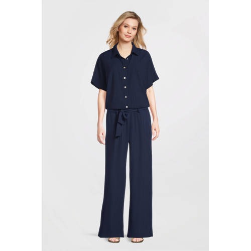 Tramontana wide leg high waist broek donkerblauw afbeelding
