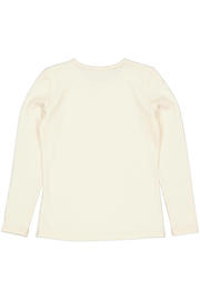 thumbnail: Ecru meisjes LEVV longsleeve van rayon met effen, lange mouwen, ronde hals en crinkle cotton