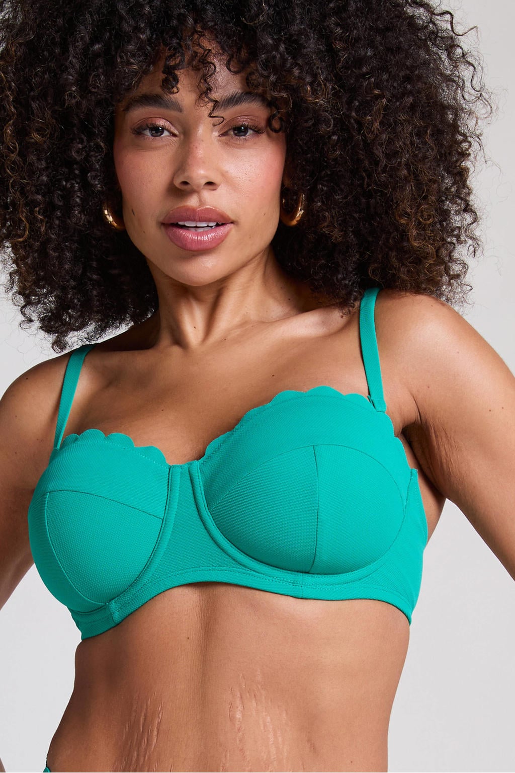 Hunkemöller voorgevormde strapless beugel bikinitop Scallop groen