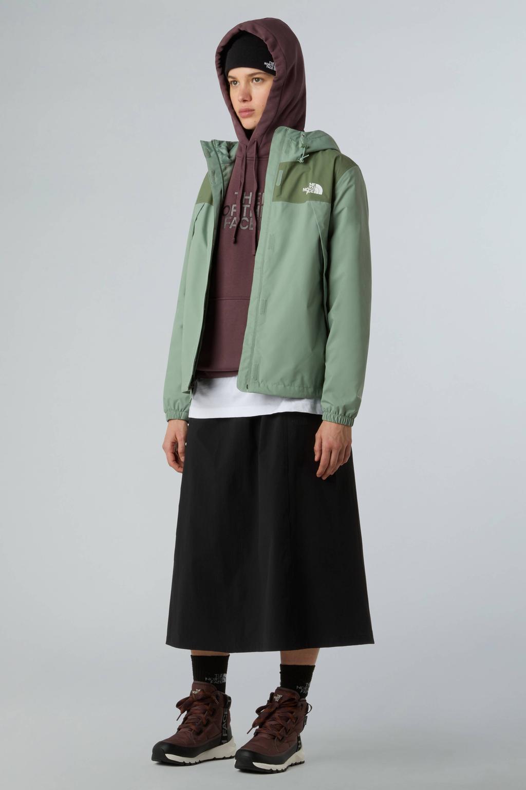 Lichtgroene dames The North Face jas Antora van polyester met effen, lange mouwen, capuchon en ritssluiting