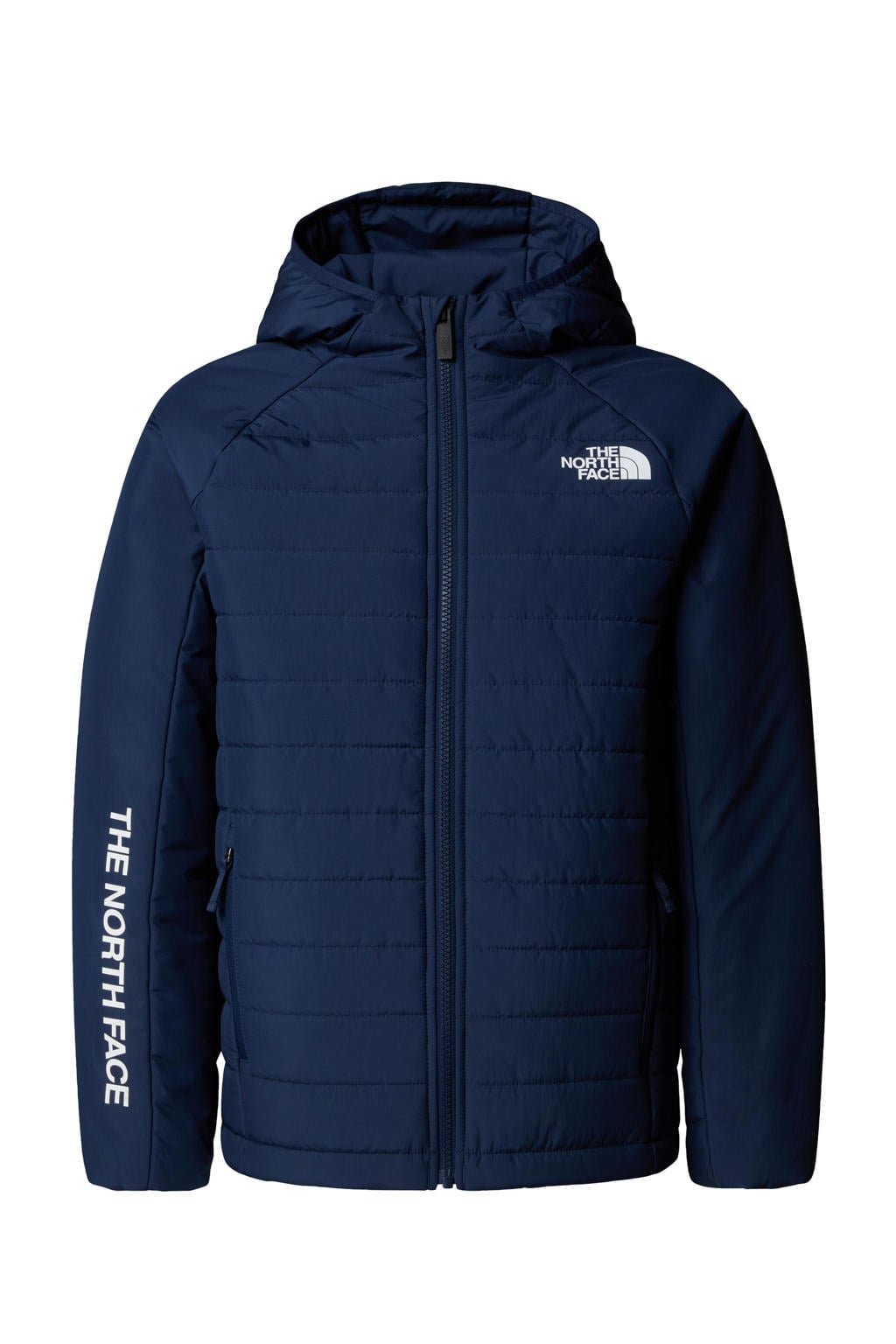 Donkerblauwe jongens The North Face jack Never Stop van polyester met lange mouwen, capuchon en ritssluiting