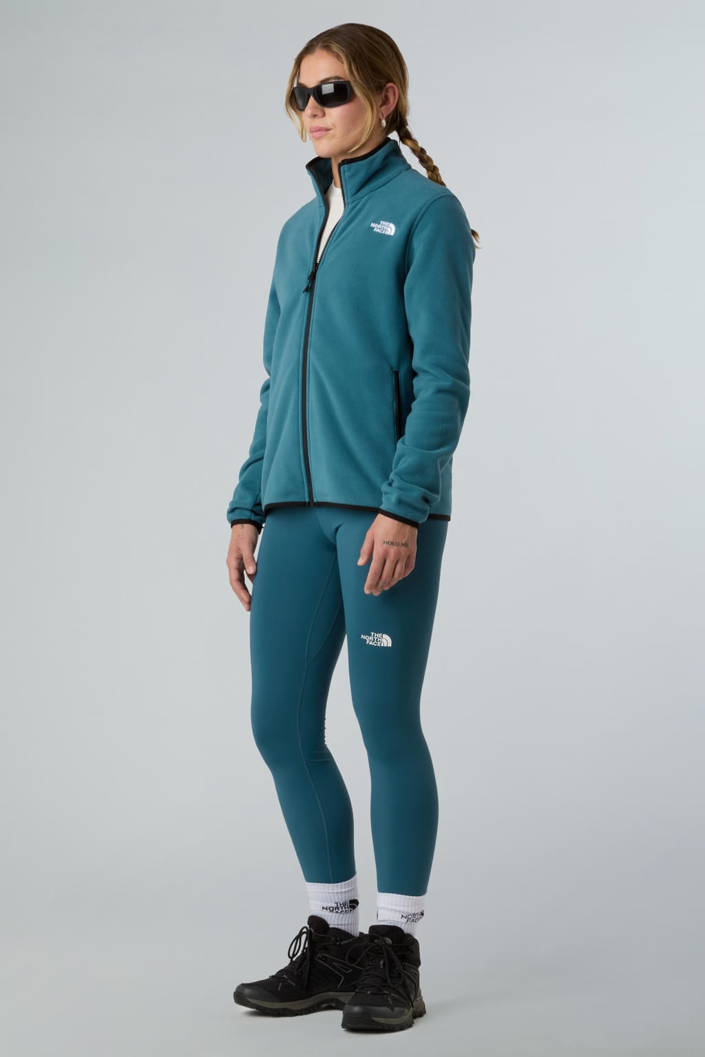 Blauwe dames The North Face fleece vest Glacier met effen, lange mouwen, opstaande kraag en ritssluiting