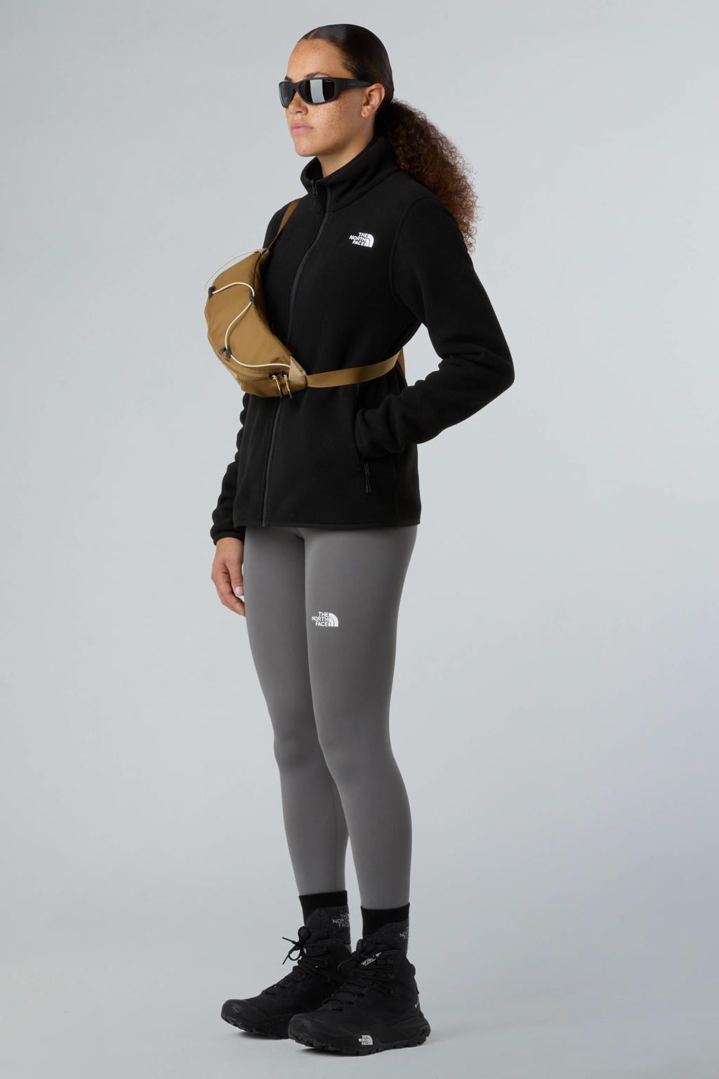 Zwarte dames The North Face fleece vest Glacier met effen, lange mouwen, opstaande kraag en ritssluiting