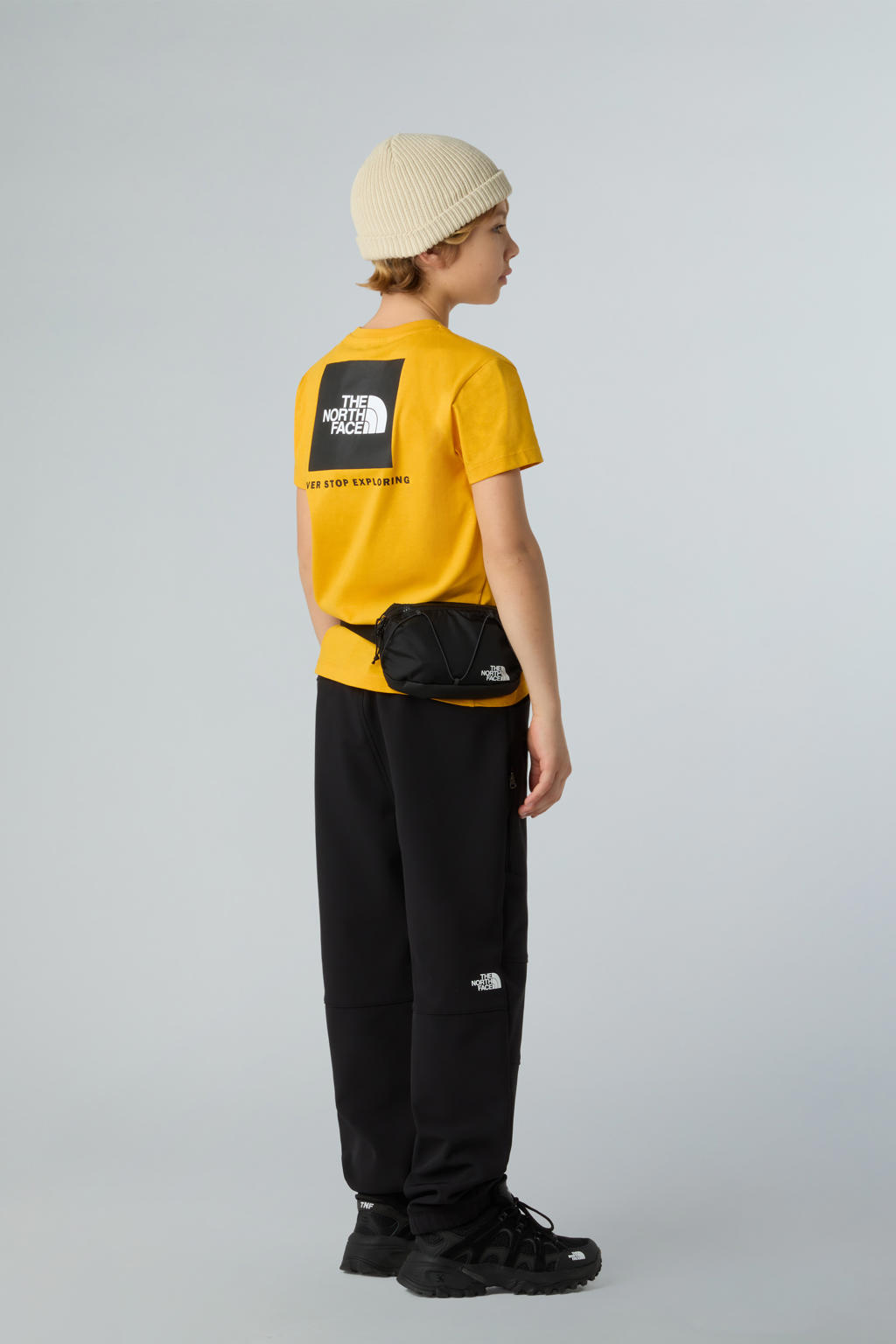 Gele jongens en meisjes The North Face T-shirt Box NSE van katoen met effen, korte mouwen en ronde hals