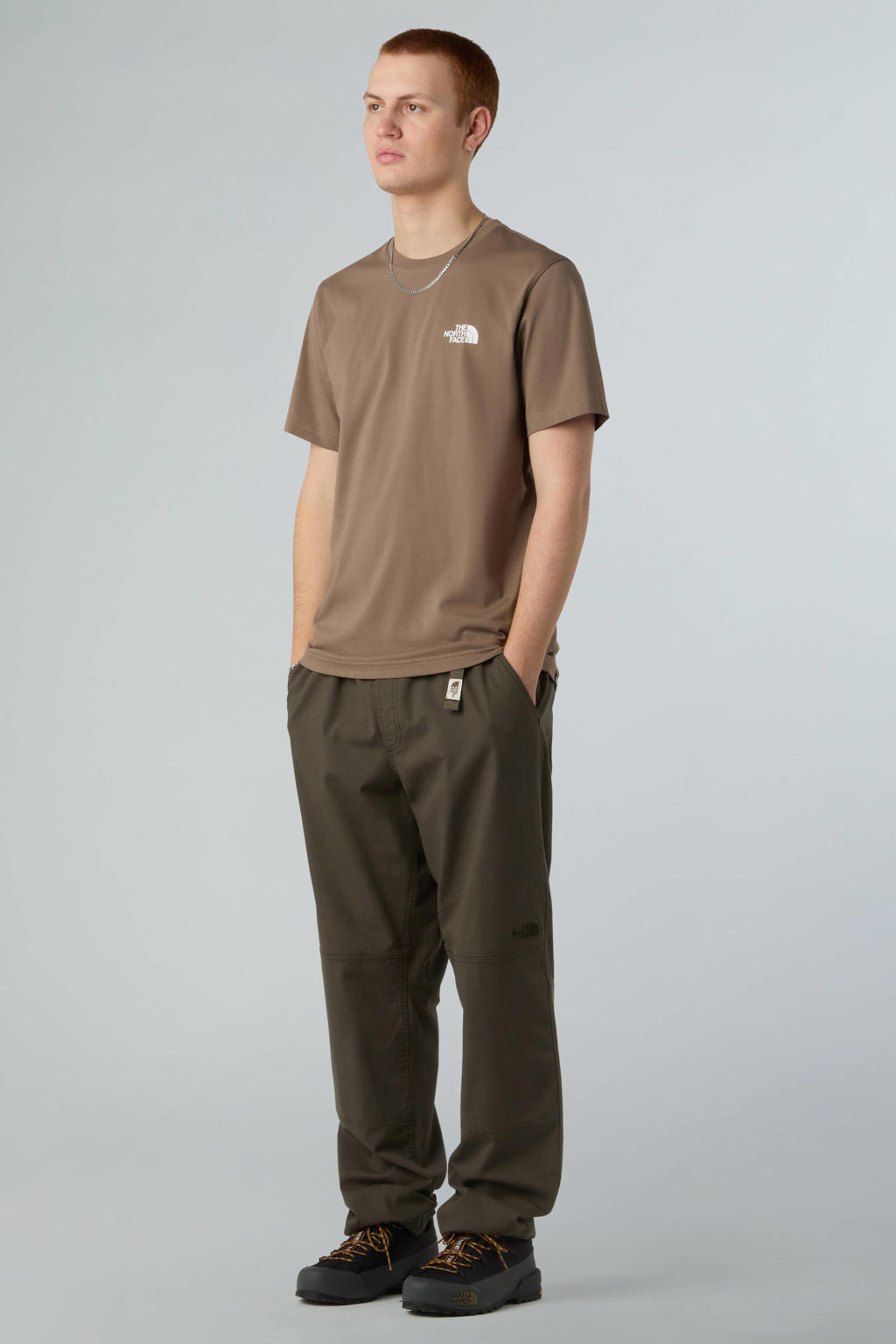 Lichtbruine heren The North Face T-shirt Simple Dome van katoen met logo dessin, korte mouwen en ronde hals