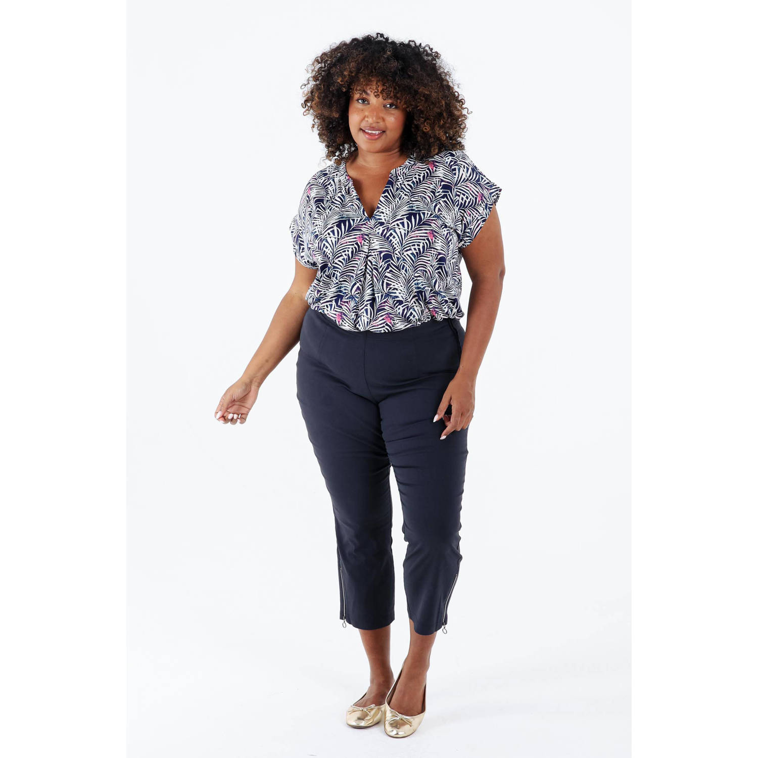 Paprika aansluitend regular waist broek marine