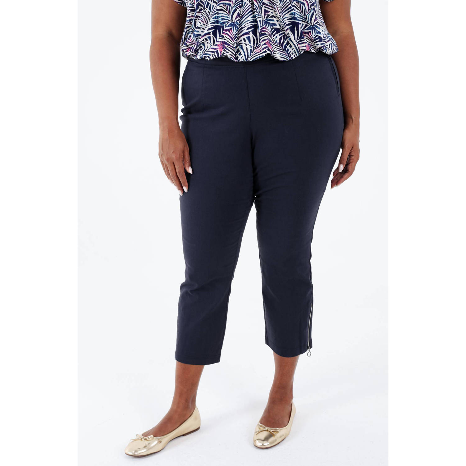 Paprika aansluitend regular waist broek marine