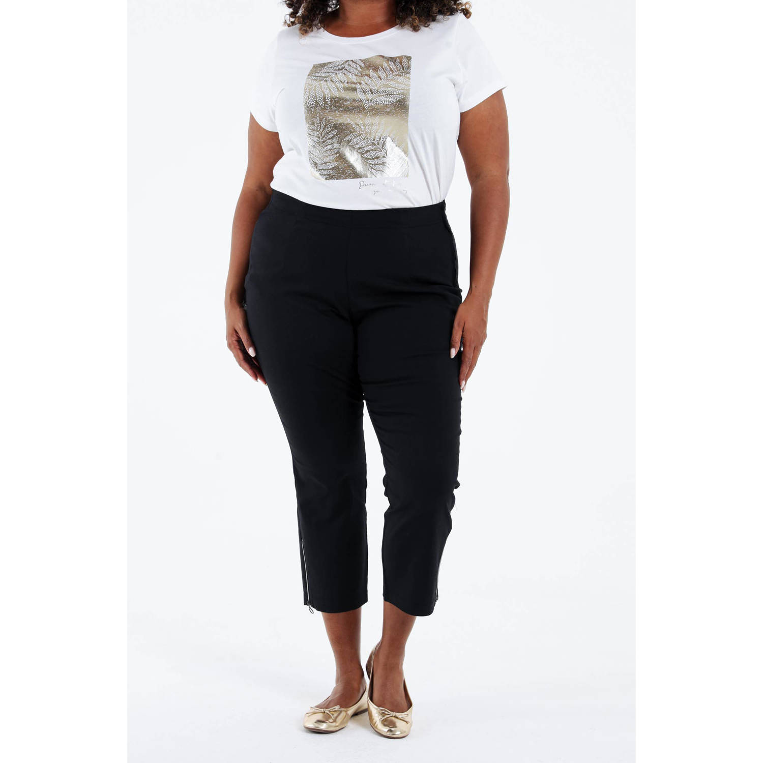 Paprika aansluitend regular waist broek zwart