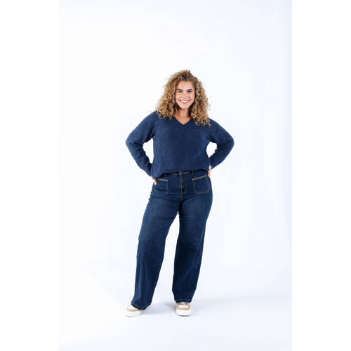 Paprika high waist wide leg jeans dark blue denim afbeelding