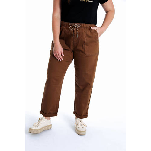 Paprika straight regular waist broek camel afbeelding
