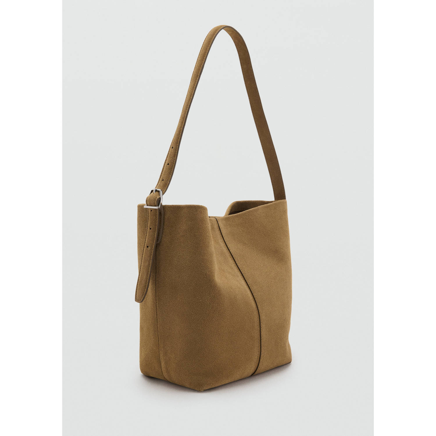 Mango suede schoudertas taupe