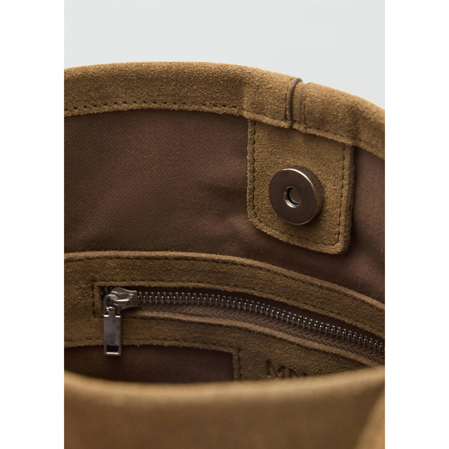 Mango suede schoudertas taupe
