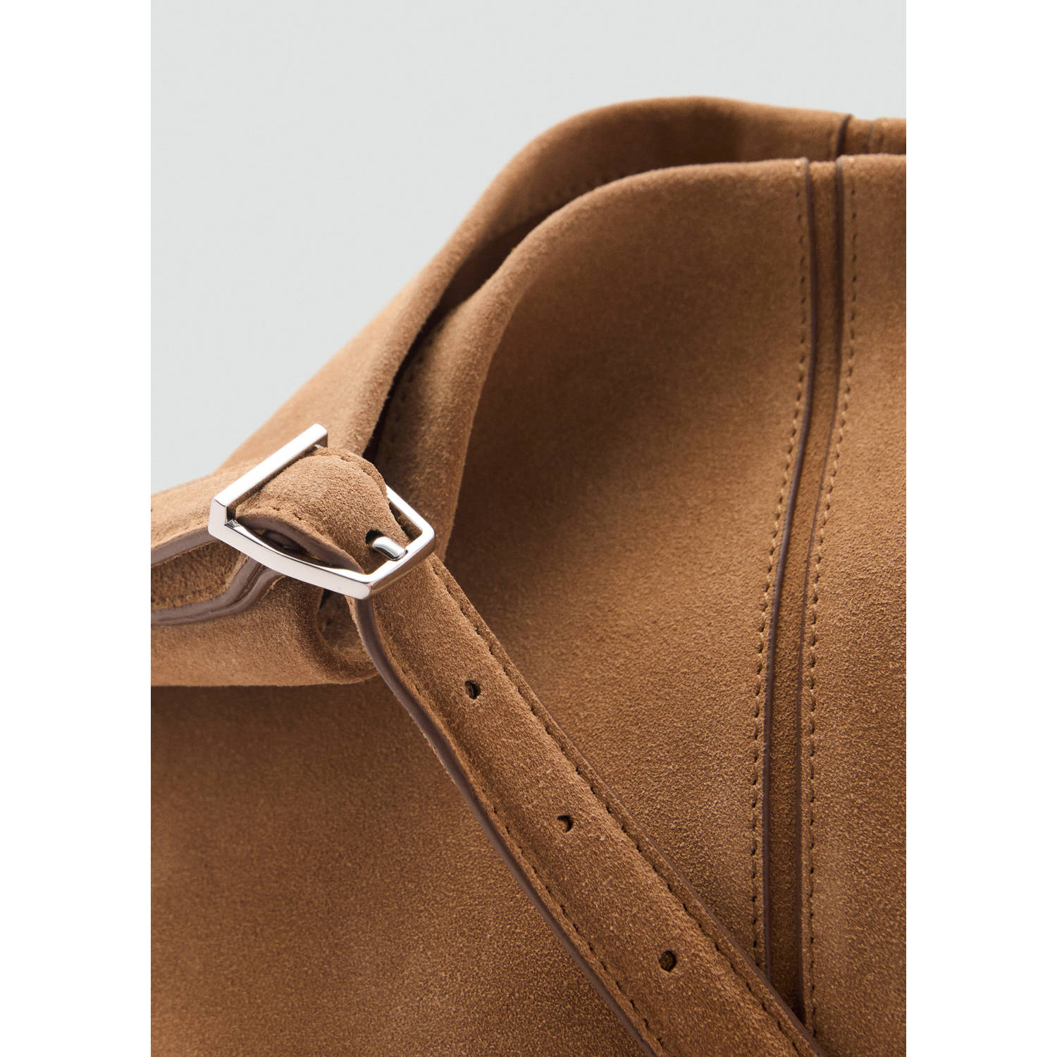 Mango suede schoudertas bruin