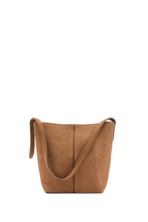  suede schoudertas bruin
